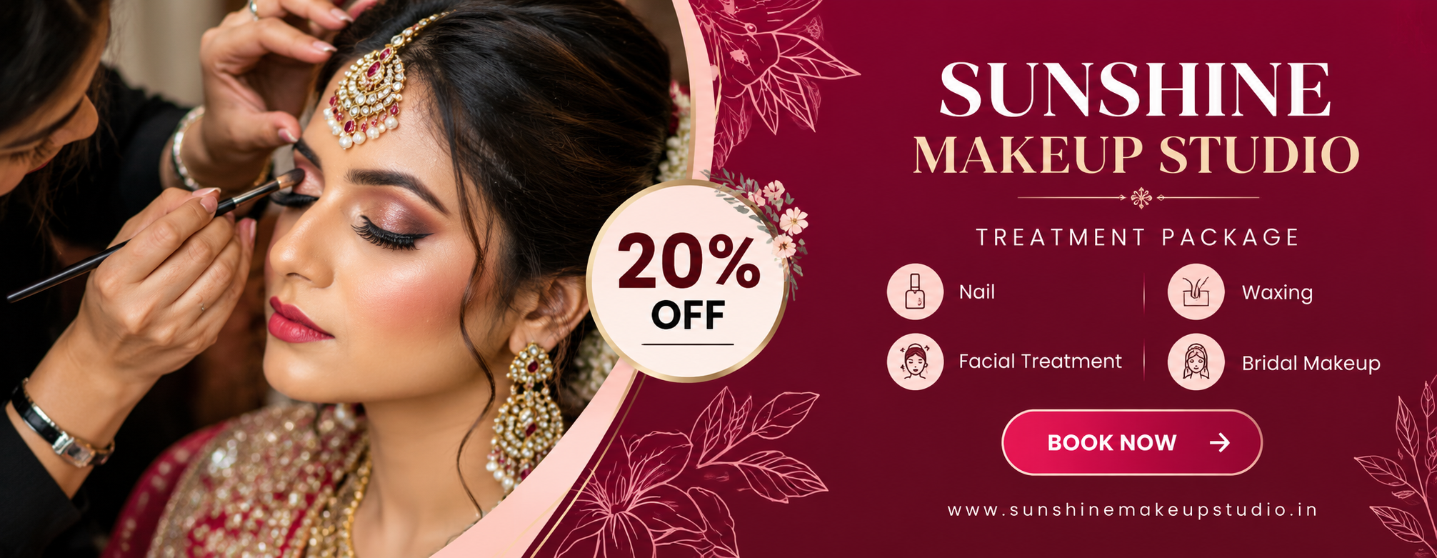 Sunshine Makeup Studio - 20% OFF Treatment Package (Nails, Facial Treatment, Waxing, Bridal Makeup)